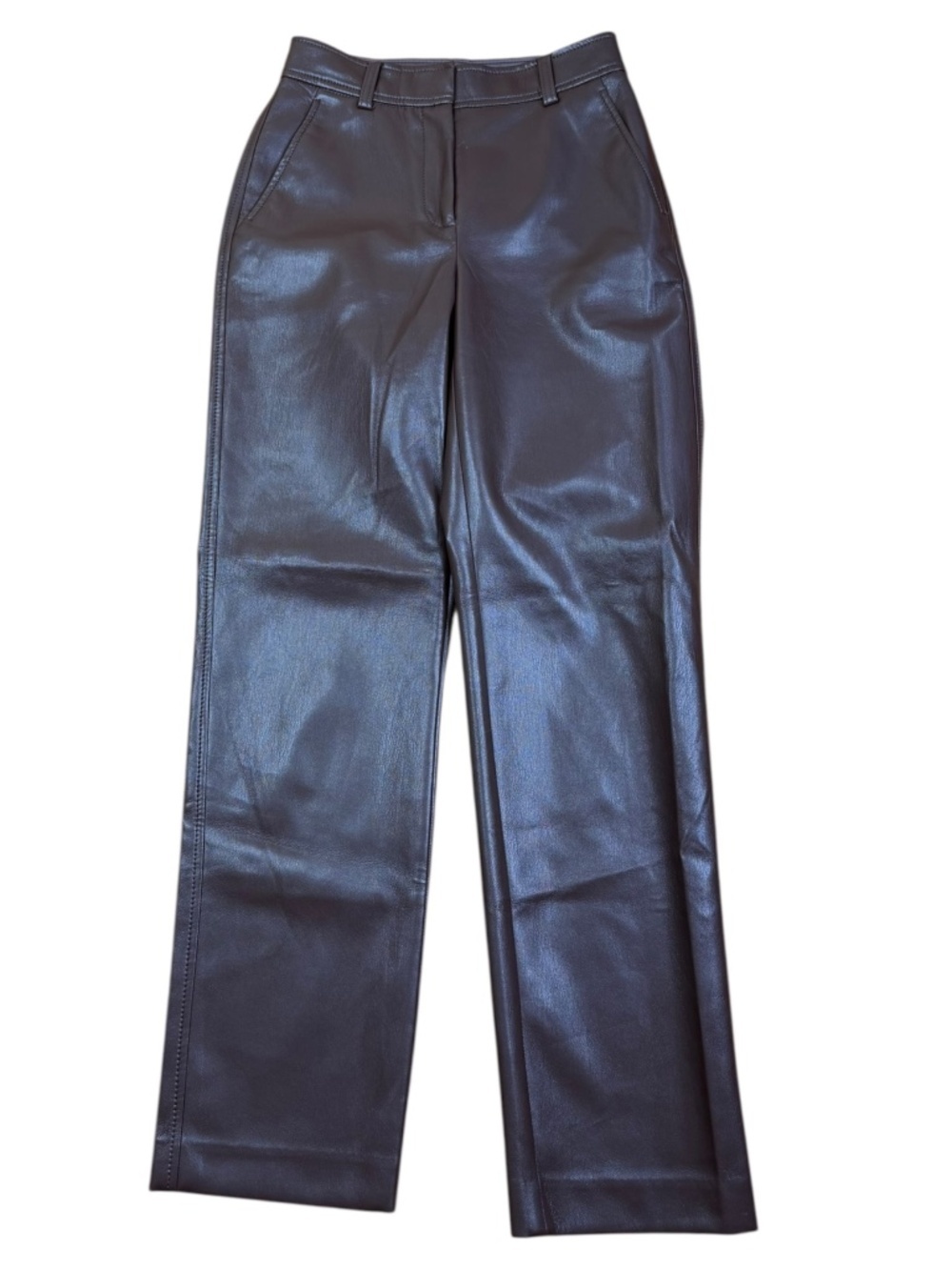 Babaton Command Cropped Faux Leather Straight Leg Pants Brown Size 0
